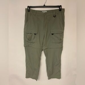 Columbia Mens Pants Size 38W Green Zip Off Legs Gorpcore Rugged Utility Hiking